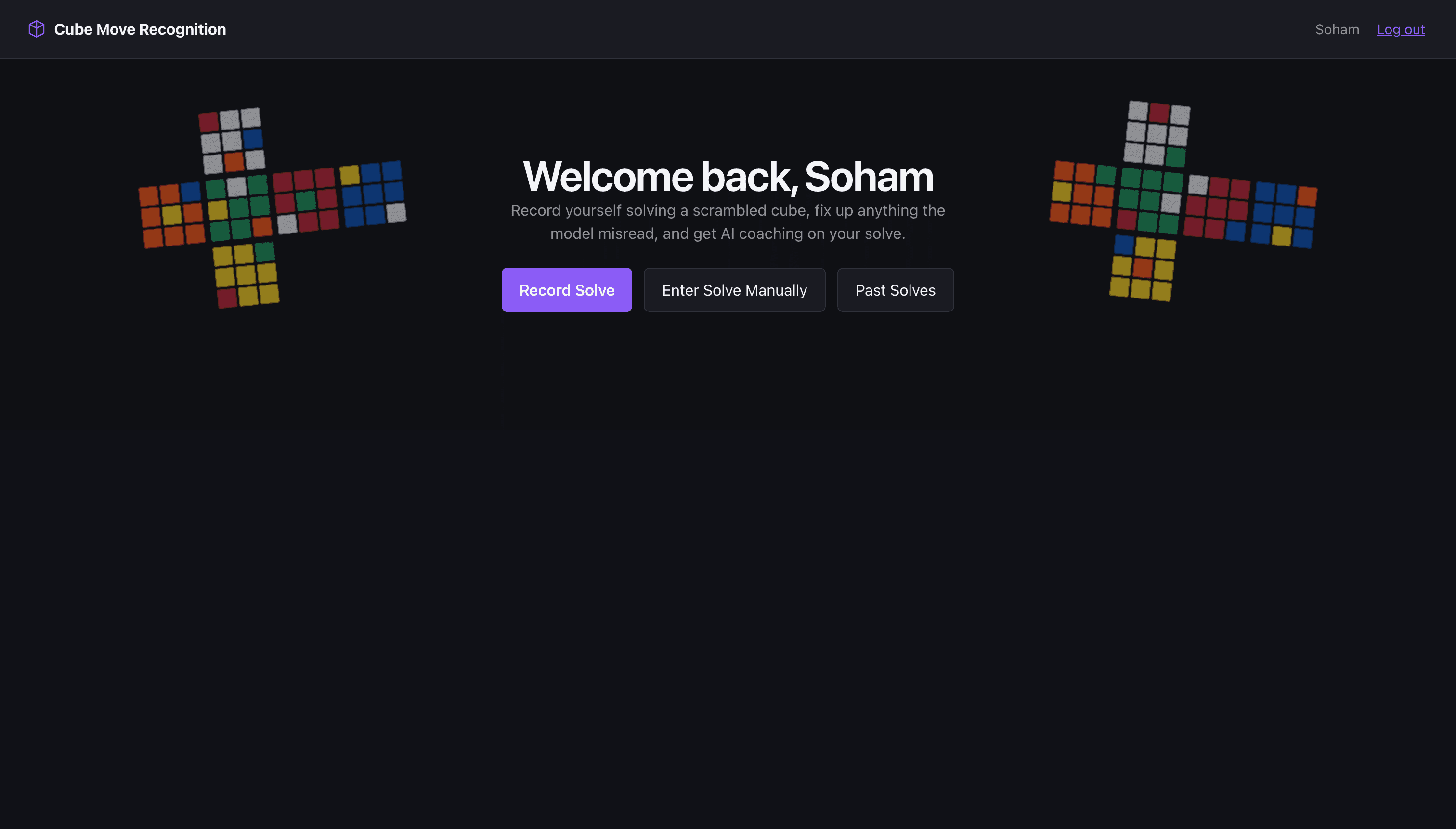 The Rubik's Cube AI Coach website homepage.